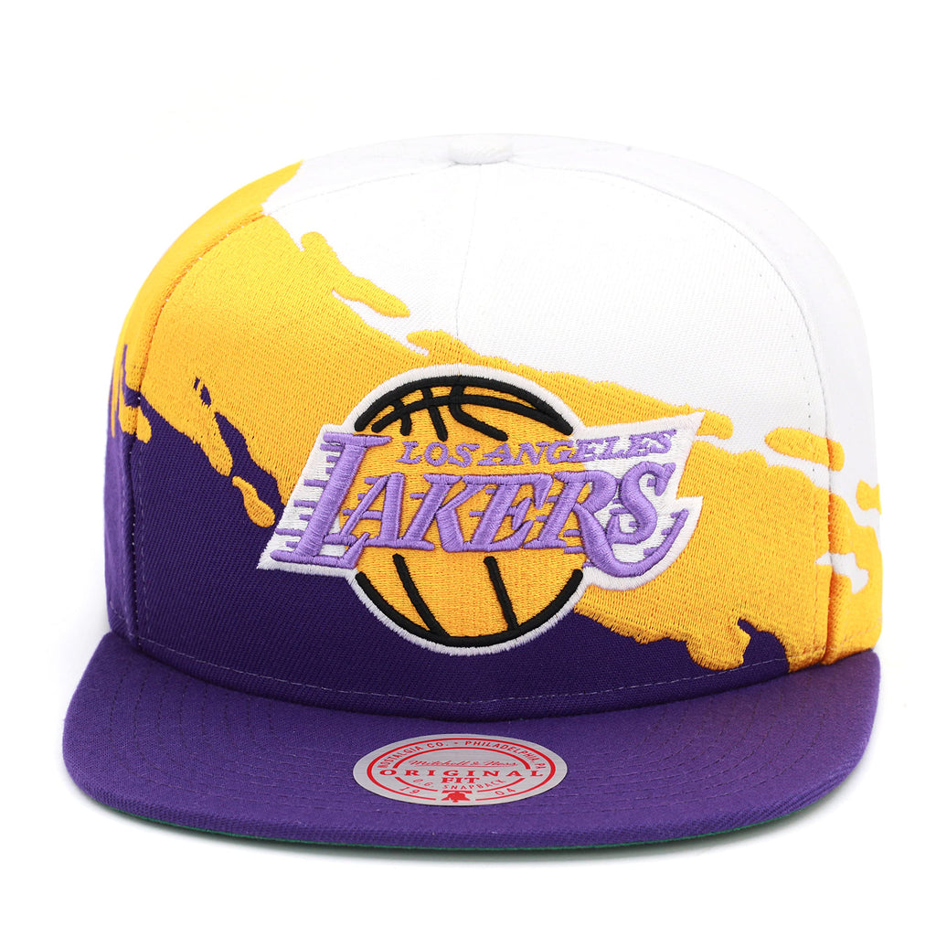 MENS MITCHELL & NESS NBA PAINTBRUSH SNAPBACK HWC LAKERS - WHITE-PURPLE