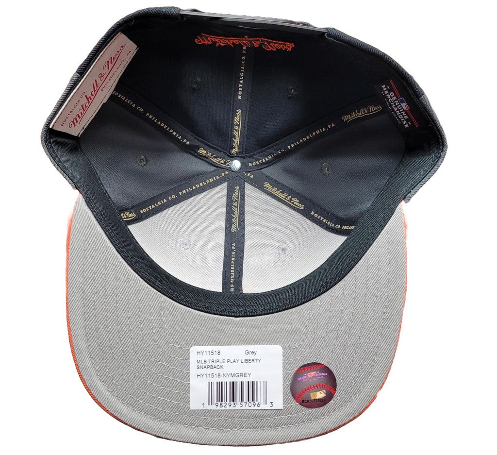 [HY11518-NYMGREY] MENS MITCHELL & NESS MLB TRIPLE PLAY LIBERTY SNAPBACK METS