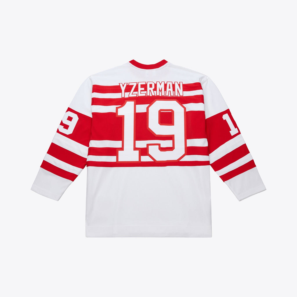 MENS MITCHELL & NESS NHL WHITE JERSEY RED WINGS 1991 STEVE YZERMAN