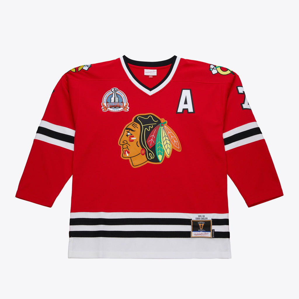 Mens Mitchell & Ness NHL DARK JERSEY BLACKHAWKS 1991 CHRIS CHELIOS