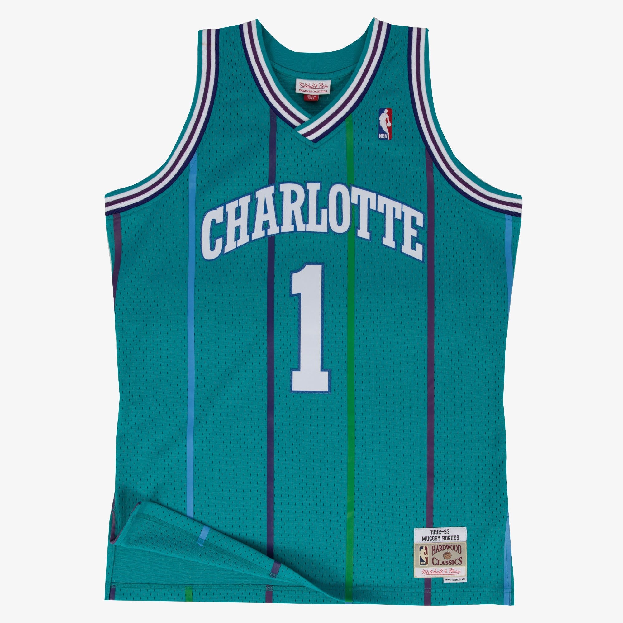 MENS MITCHELL & NESS AUTHENTIC ROAD JERSEY HORNETS 1992 MUGGSY BOGUES