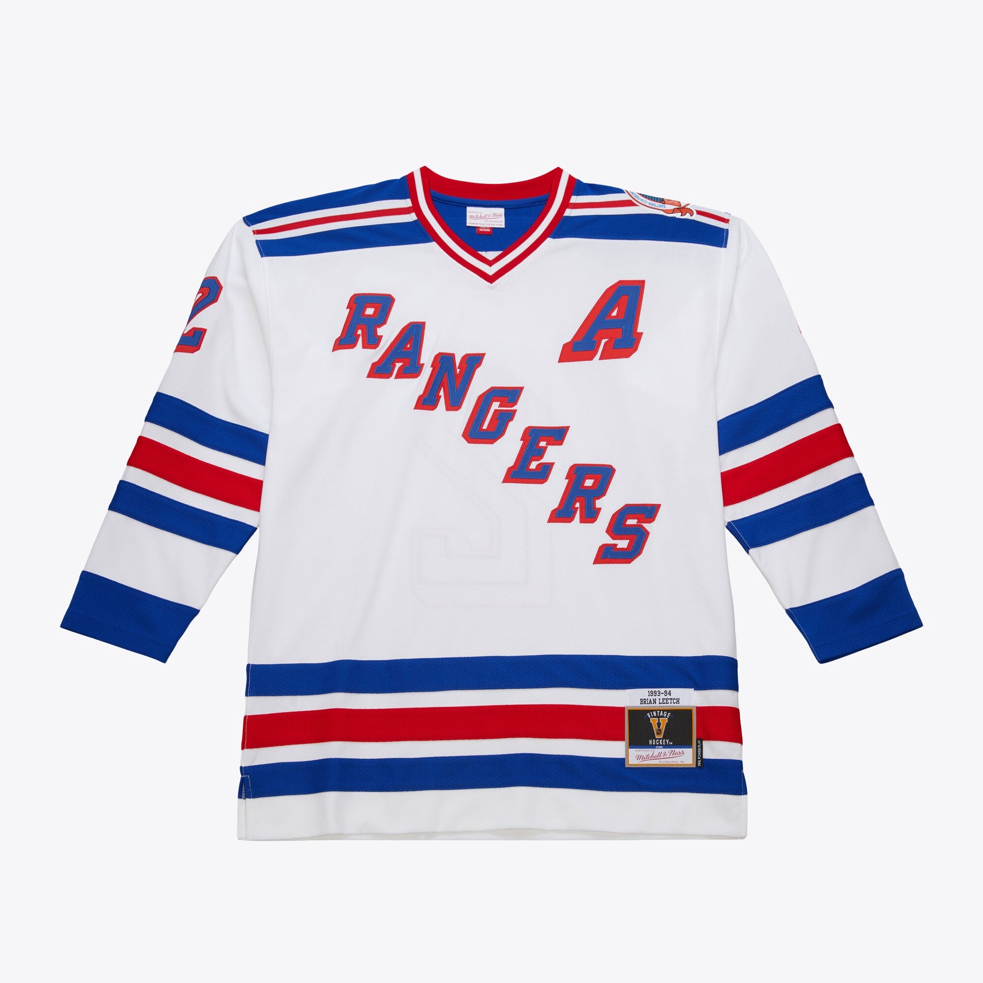 Mens Mitchell & Ness NHL WHITE JERSEY RANGERS 1993 BRIAN LEETCH