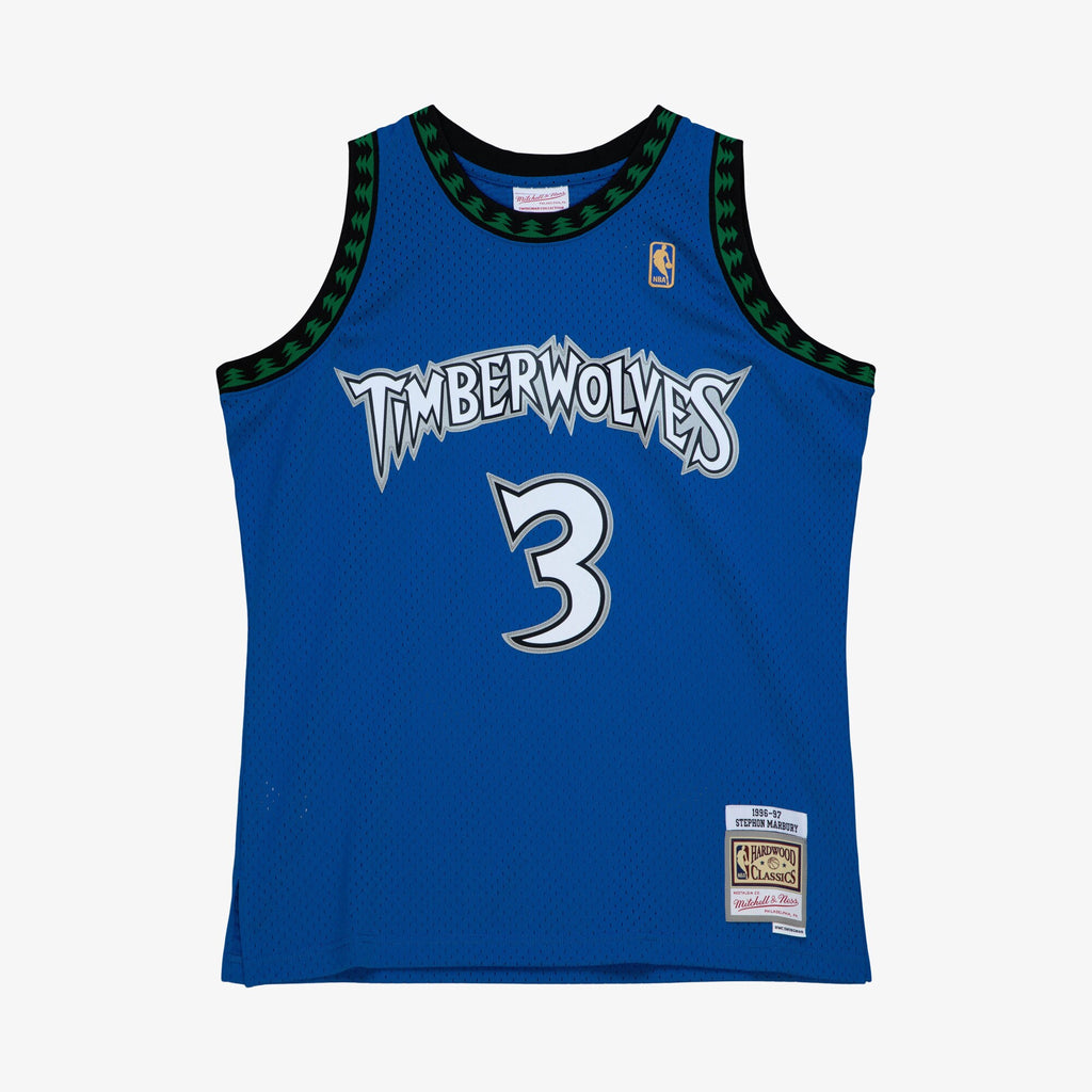 MENS MITCHELL & NESS NBA SWINGMAN JERSEY TIMBERWOLVES 1996 STEPHON MARBURY