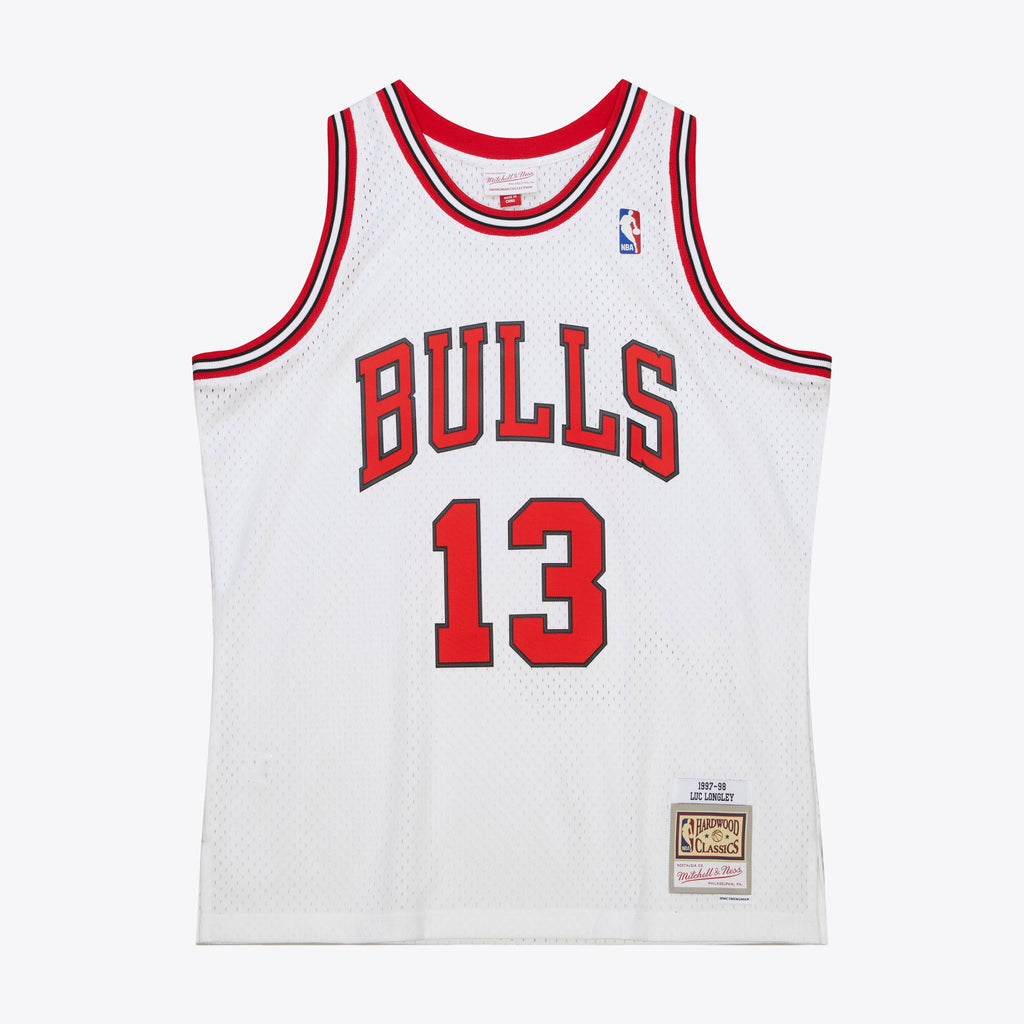 MENS MITCHELL & NESS NBA WHITE JERSEY BULLS 1997 LUC LONGLEY