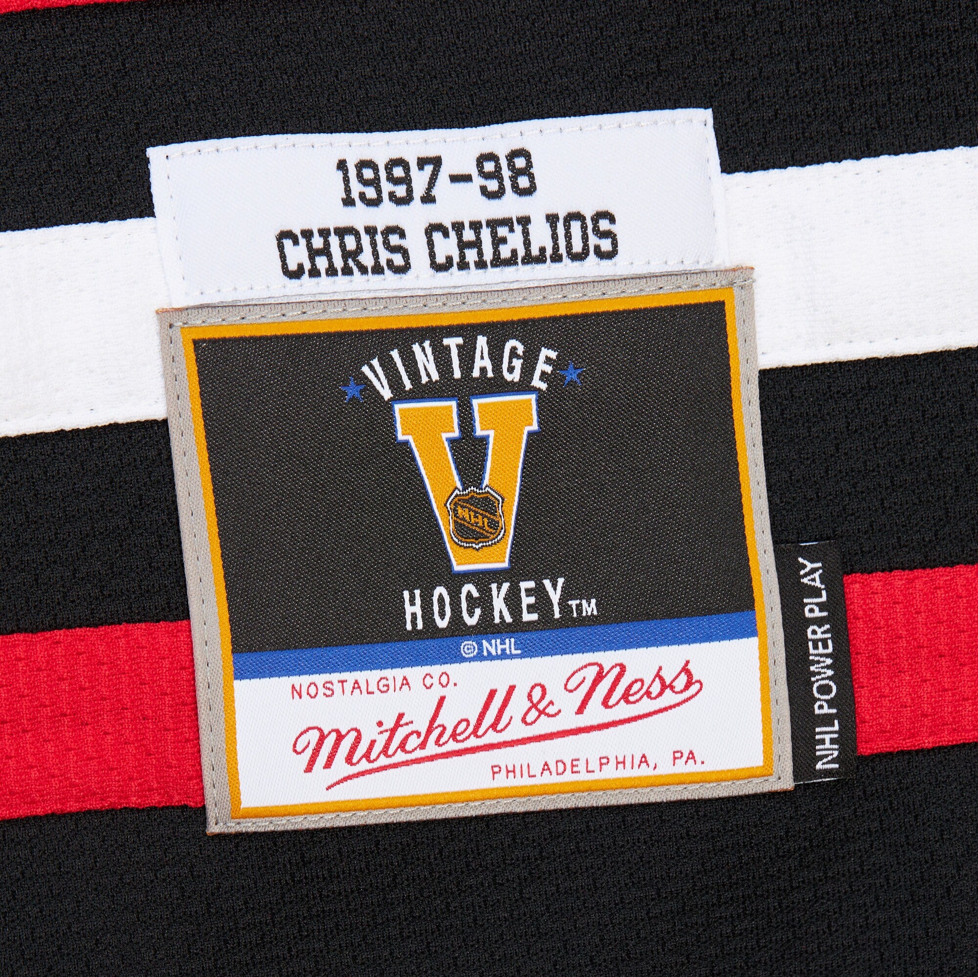 Mens Mitchell & Ness NHL DARK ALTERNATE JERSEY BLACKHAWKS 1997 CHRIS CHELIOS