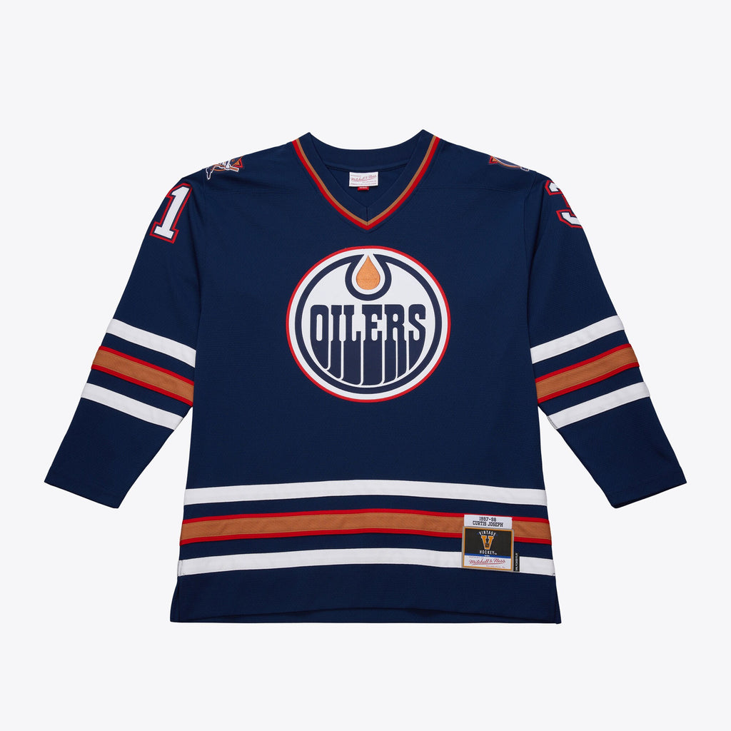 Mens Mitchell & Ness NHL DARK JERSEY OILERS 1997 CURTIS JOSEPH