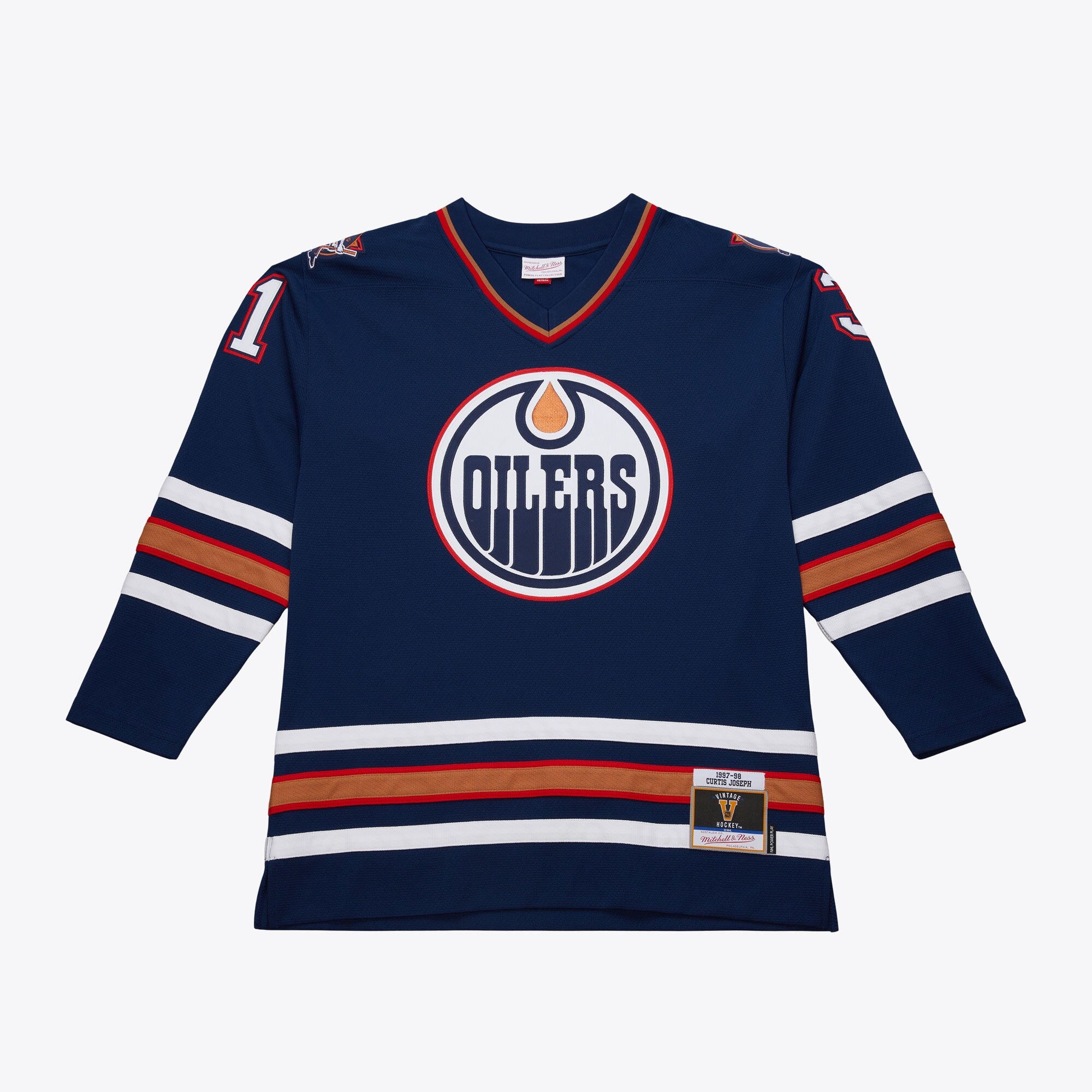Mens Mitchell & Ness NHL DARK JERSEY OILERS 1997 CURTIS JOSEPH