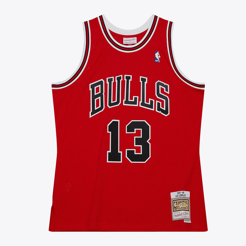 Mens Mitchell & Ness NBA DARK ROAD JERSEY BULLS 1997 LUC LONGLEY