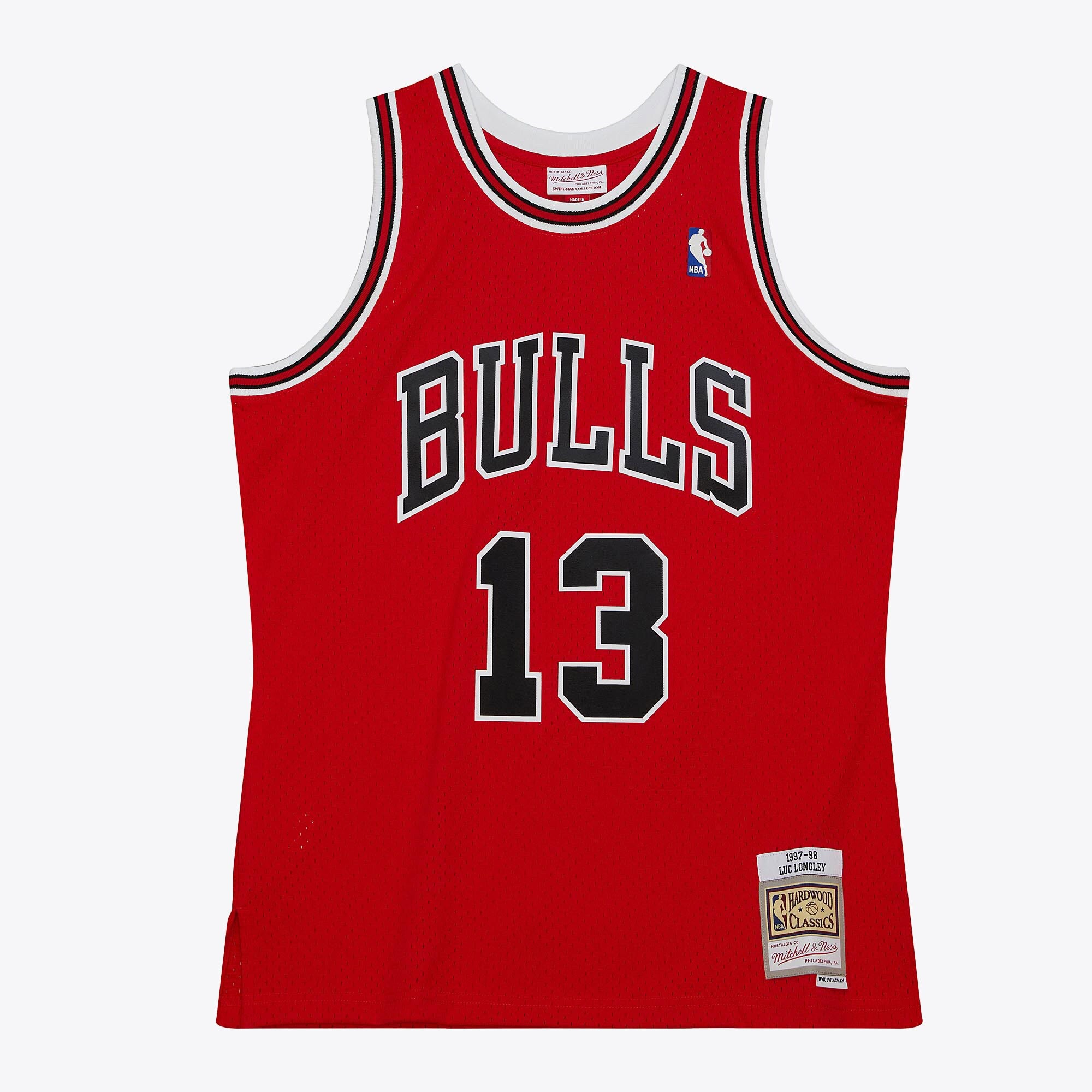Mens Mitchell & Ness NBA DARK ROAD JERSEY BULLS 1997 LUC LONGLEY
