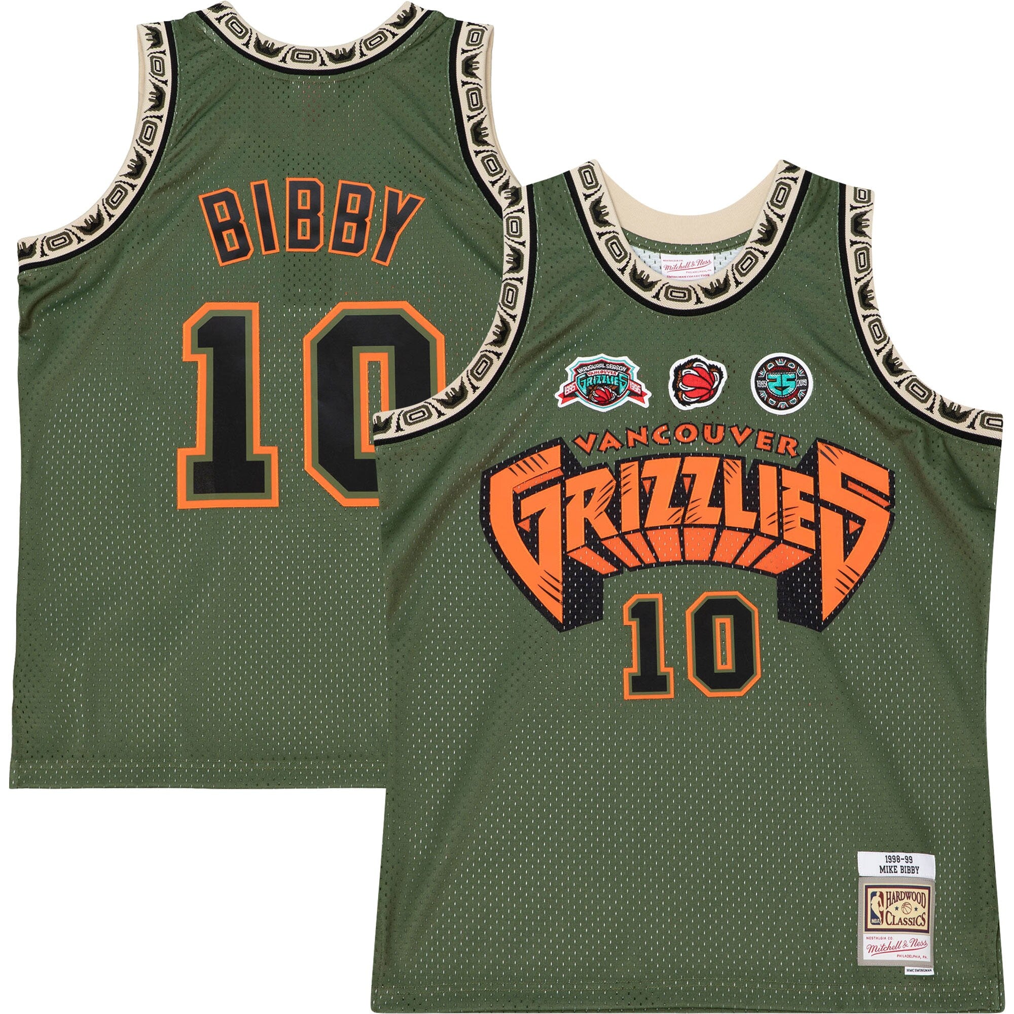 MENS MITCHELL & NESS FLIGHT SWINGMAN JERSEY GRIZZLIES 1998 MIKE BIBBY