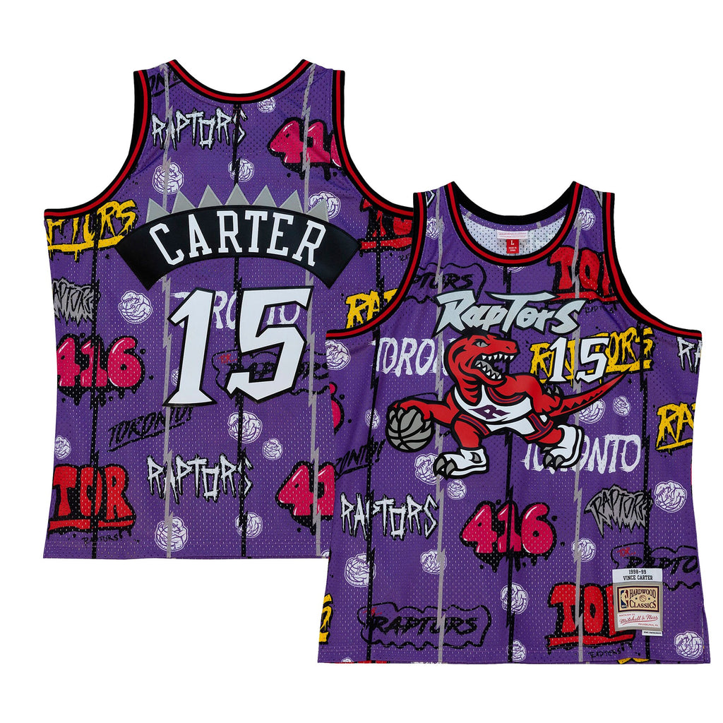 MENS MITCHELL & NESS SLAP STICKER SWINGMAN JERSEY RAPTORS 1998 VINCE CARTER
