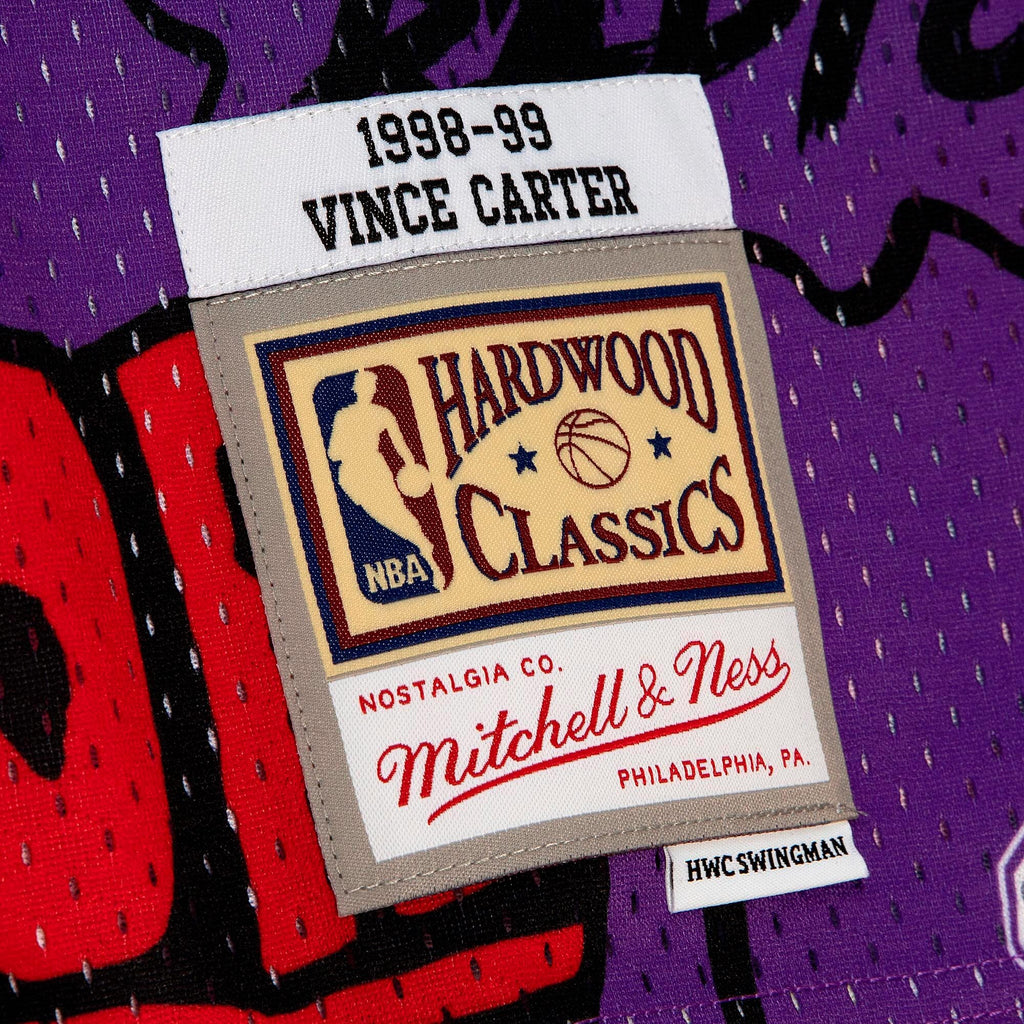 MENS MITCHELL & NESS SLAP STICKER SWINGMAN JERSEY RAPTORS 1998 VINCE CARTER