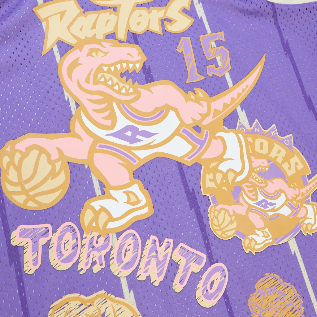 MENS MITCHELL & NESS SIDEWALK SKETCH SWINGMAN JERSEY RAPTORS 1998 VINCE CARTER