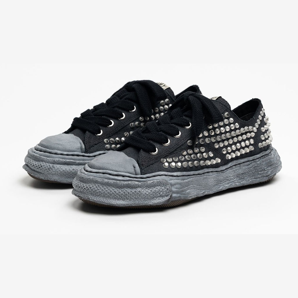 [A16FW736-BLK] MENS MAISON MIHARA YASUHIRO PETERSON 23 OG SOLE CANVAS LOW 'STUDDED BLACK' - 2
