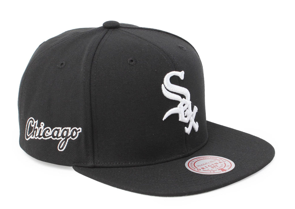 MENS MITCHELL & NESS MLB EVERGREEN BLACK WHITE SNAPBACK WHITE SOX
