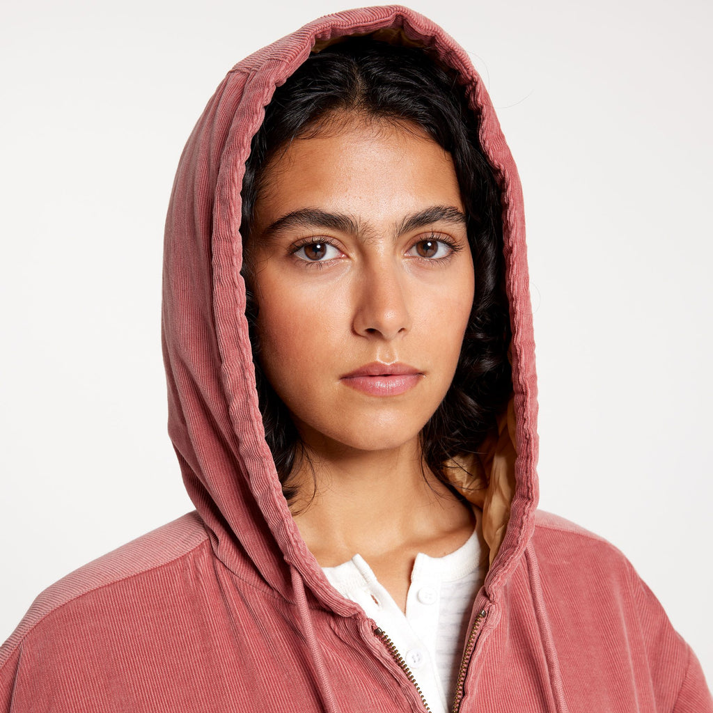 [ADW24701-SC] WOMENS ALPINE DESIGN AD CORD CORDUROY QUILTED FZ FULL ZIP HOODIE