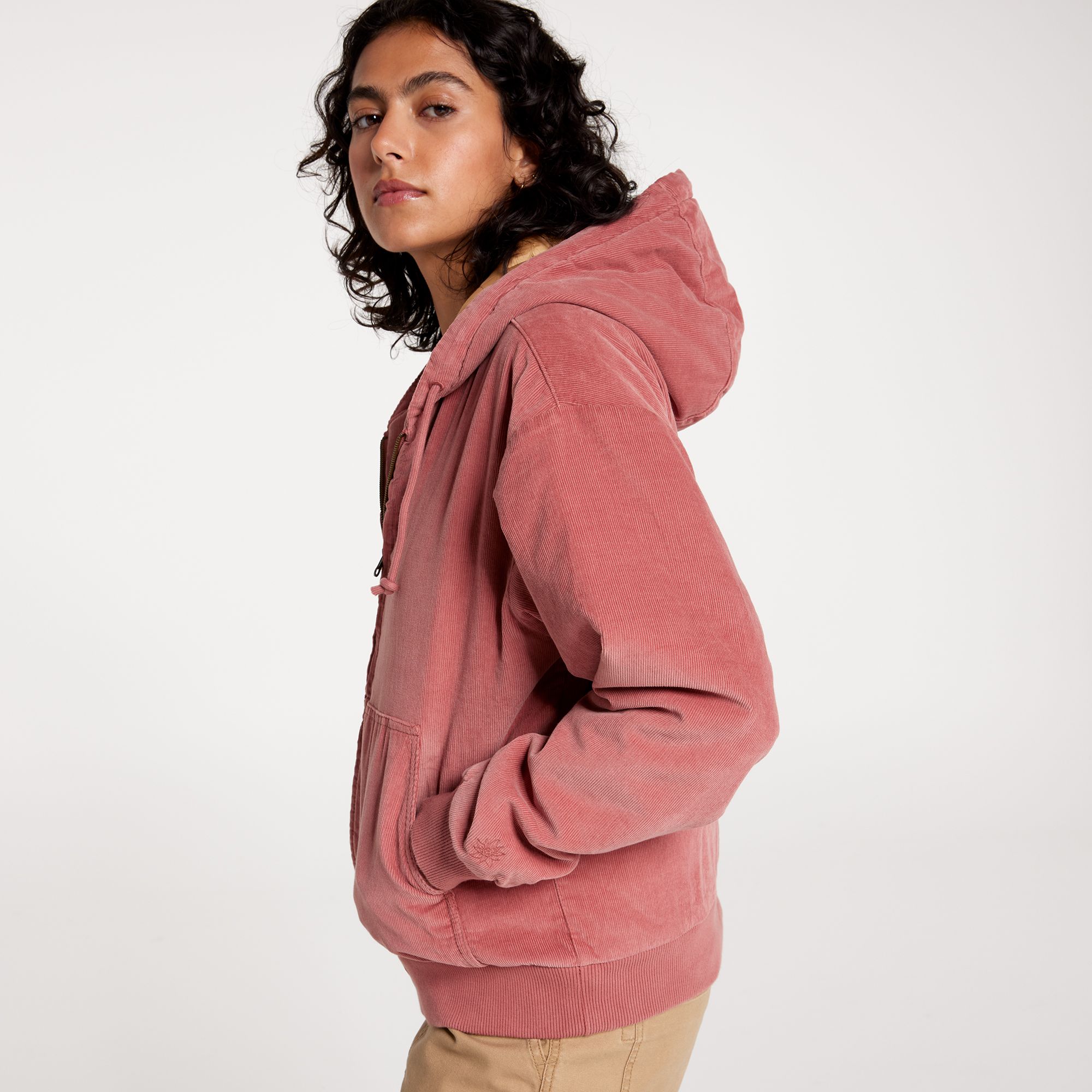 [ADW24701-SC] WOMENS ALPINE DESIGN AD CORD CORDUROY QUILTED FZ FULL ZIP HOODIE