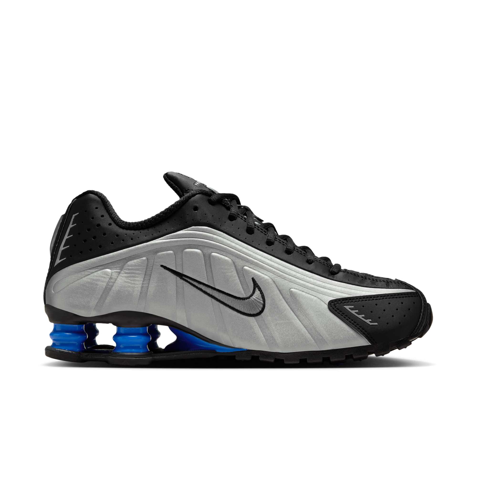 [AR3565-006] WOMENS NIKE SHOX R4 'METALLIC SILVER BLACK RACER BLUE'