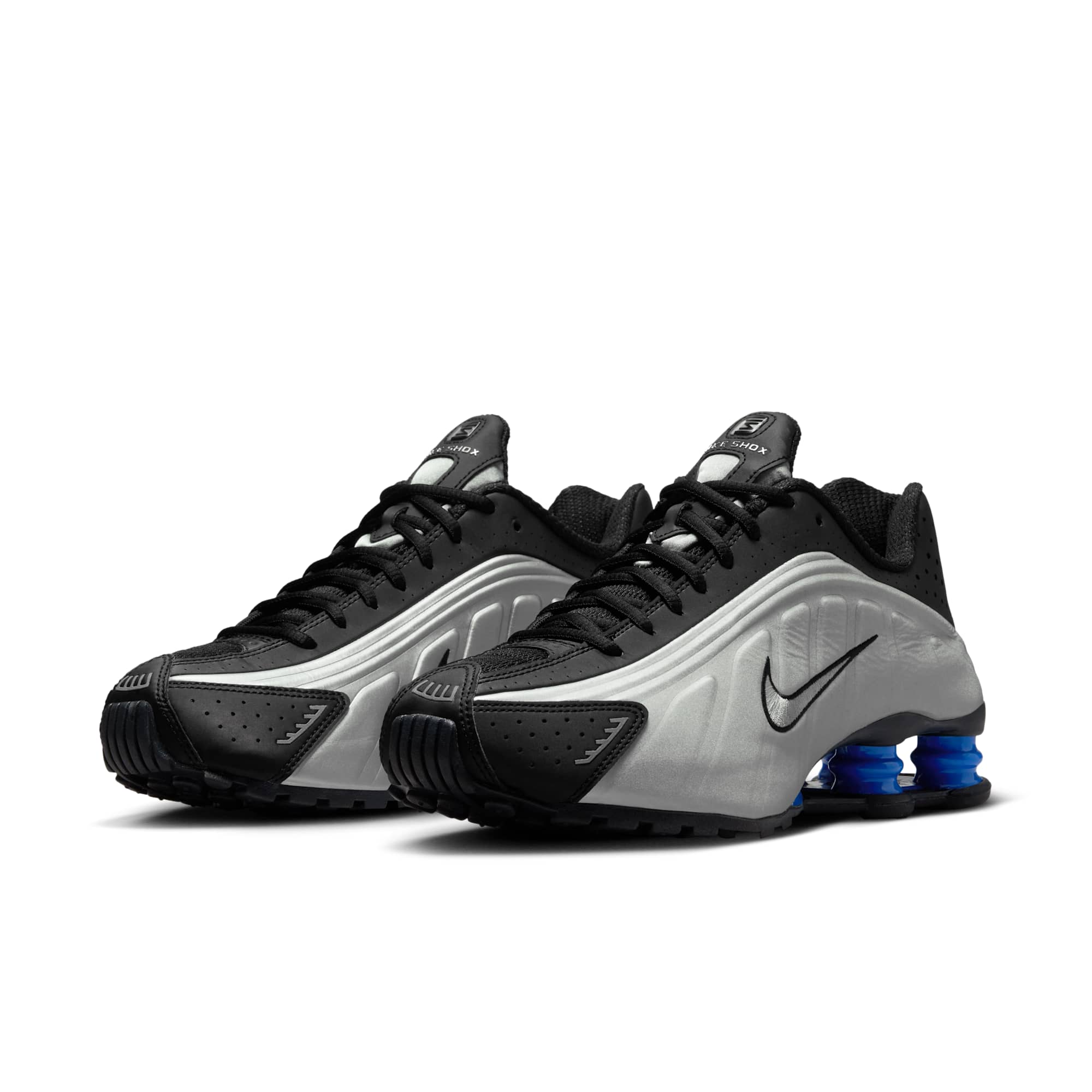 [AR3565-006] WOMENS NIKE SHOX R4 'METALLIC SILVER BLACK RACER BLUE'