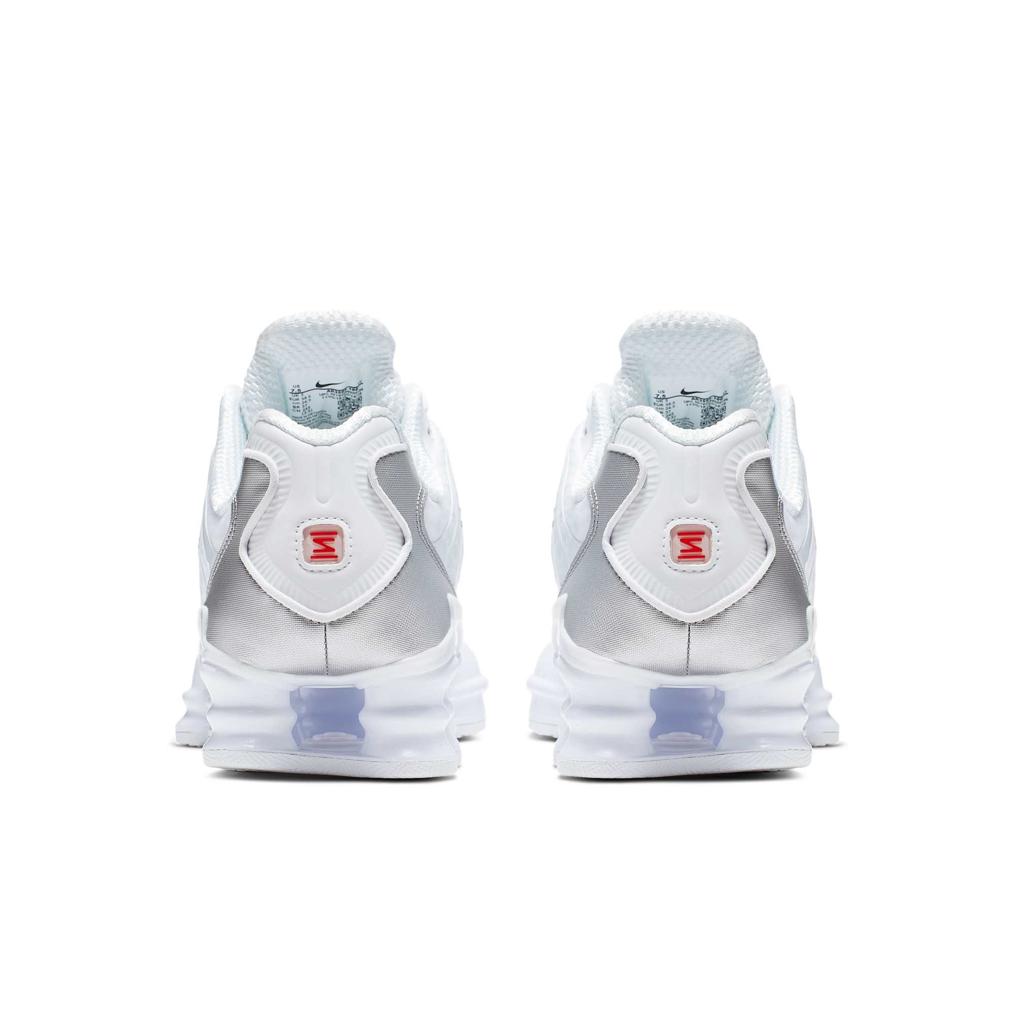 [AR3566-100] Womens Nike Shox TL 'White Metallic Silver Max Orange'