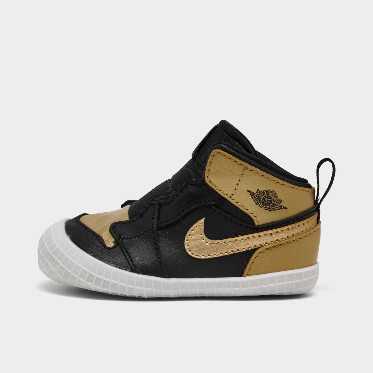 [AT3745-071] INFANT AIR JORDAN  RETRO 1 CRIB BOOTIE 'BLACK METALLIC GOLD'