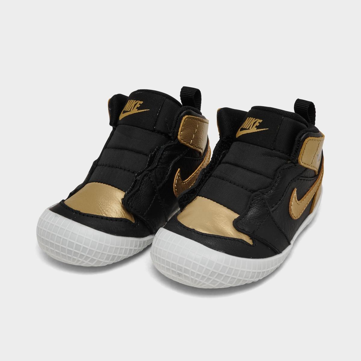 [AT3745-071] INFANT AIR JORDAN  RETRO 1 CRIB BOOTIE 'BLACK METALLIC GOLD'