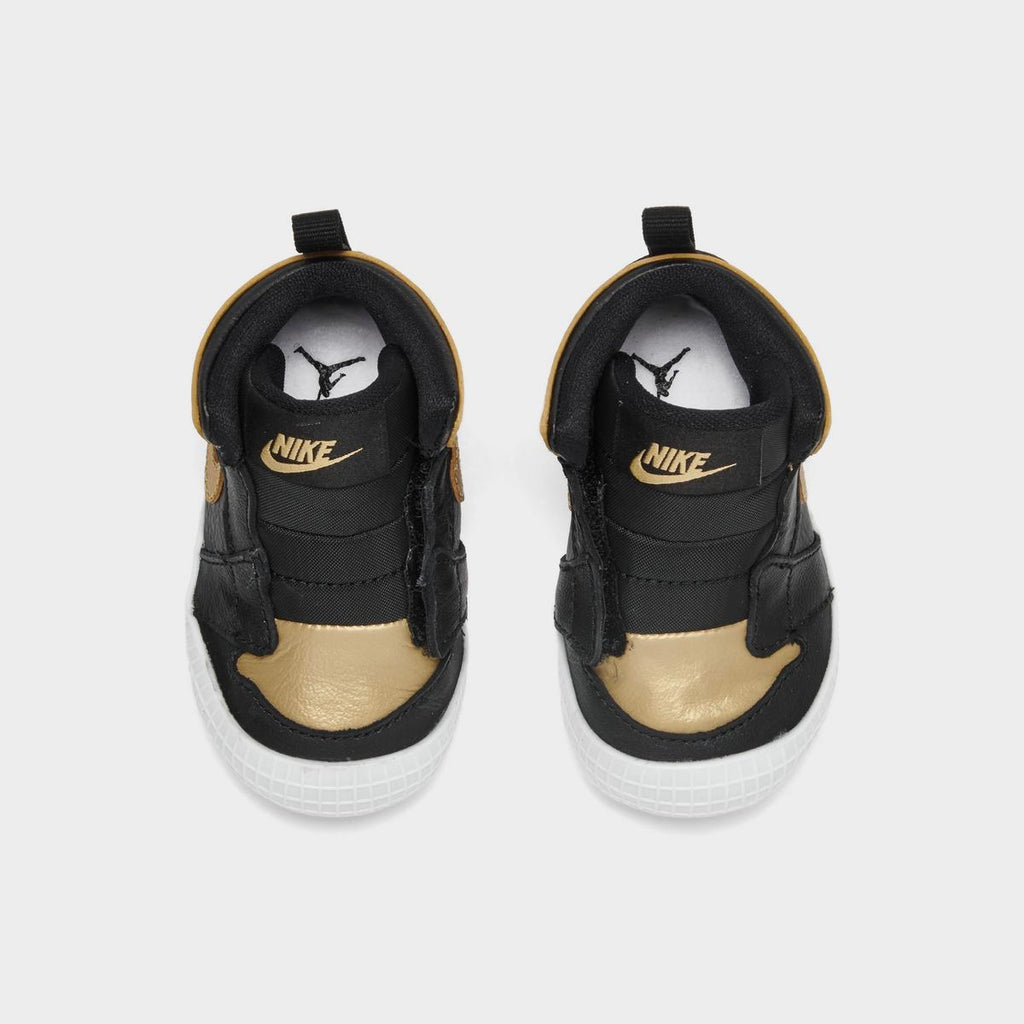 [AT3745-071] INFANT AIR JORDAN  RETRO 1 CRIB BOOTIE 'BLACK METALLIC GOLD'
