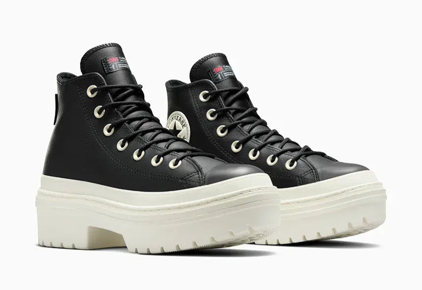 [A12328C] Womens Converse CHUCK TAYLOR ALL STAR LUGGED HEEL PLATFORM LEATHER HI 'BLACK'