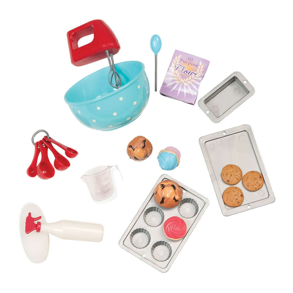 [113988] Our Generation 18" Posable Cooking Doll Jenny with Gourmet Kitchen Playset & Storybook (Red)