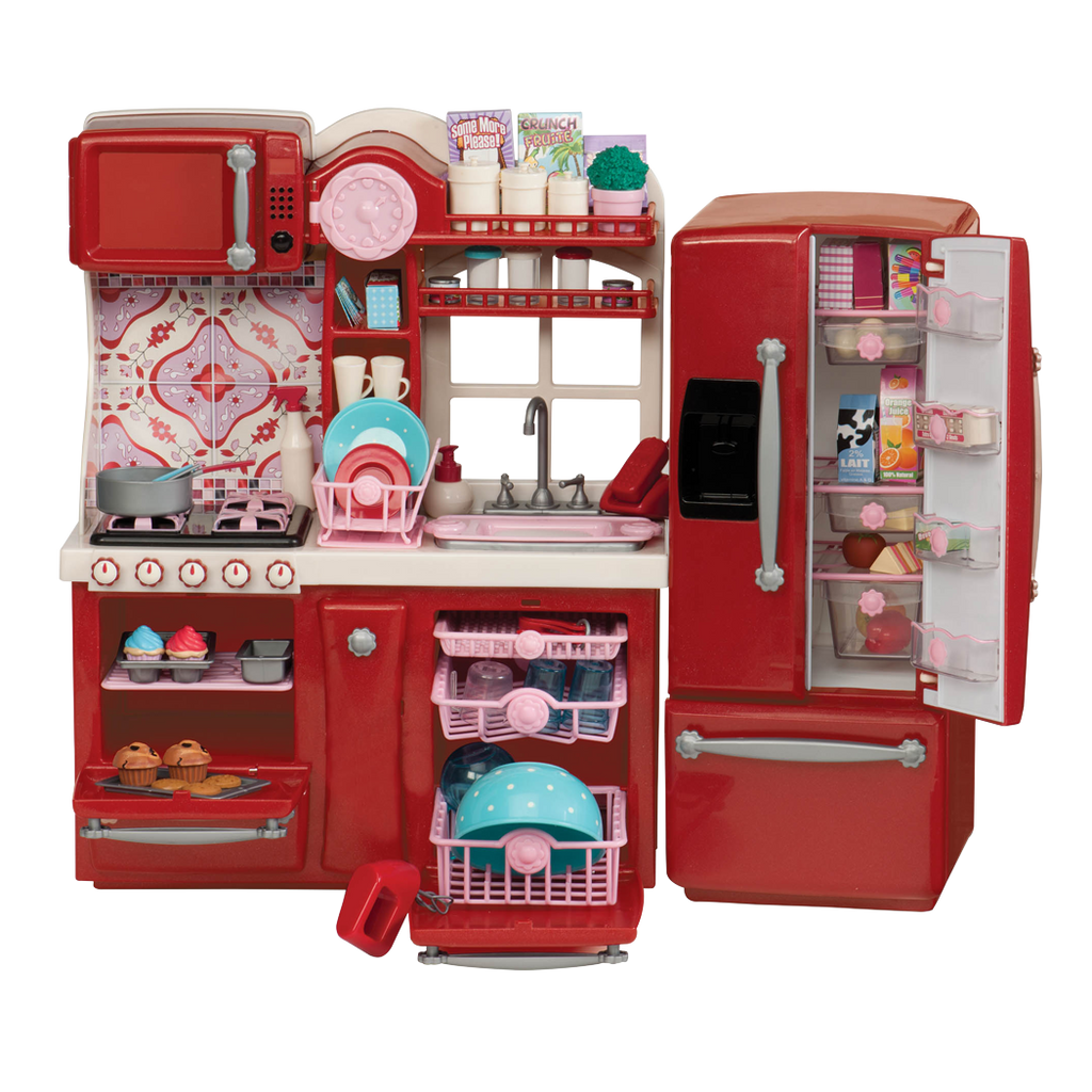 [113988] Our Generation 18" Posable Cooking Doll Jenny with Gourmet Kitchen Playset & Storybook (Red)
