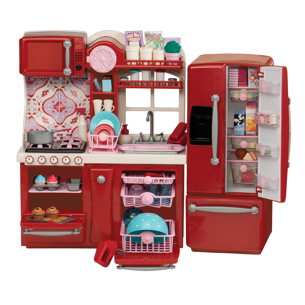 [113988] Our Generation 18" Posable Cooking Doll Jenny with Gourmet Kitchen Playset & Storybook (Red)
