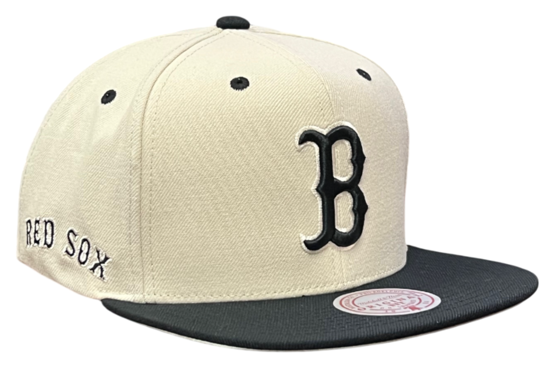 [HS9558-BRSOFWH] MENS MITCHELL & NESS MLB EVERGREEN CREAM BLACK SNAPBACK RED SOX