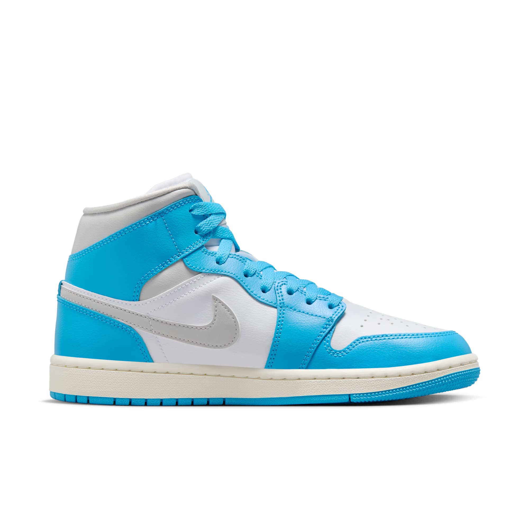 [BQ6472-400] WOMENS AIR JORDAN RETRO 1 MID 'DARK POWDER BLUE WHITE SAIL NEUTRAL GREY'