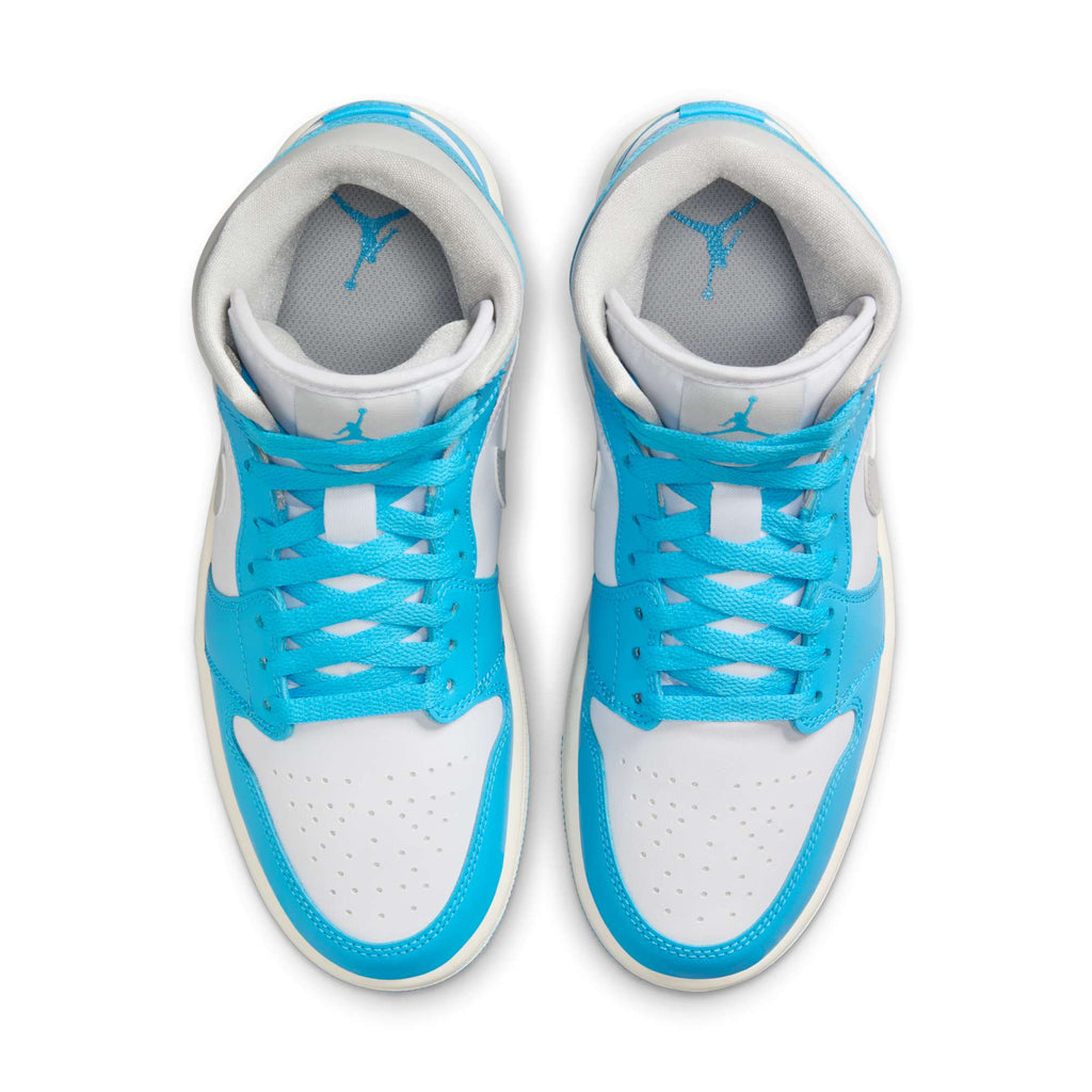 [BQ6472-400] WOMENS AIR JORDAN RETRO 1 MID 'DARK POWDER BLUE WHITE SAIL NEUTRAL GREY'