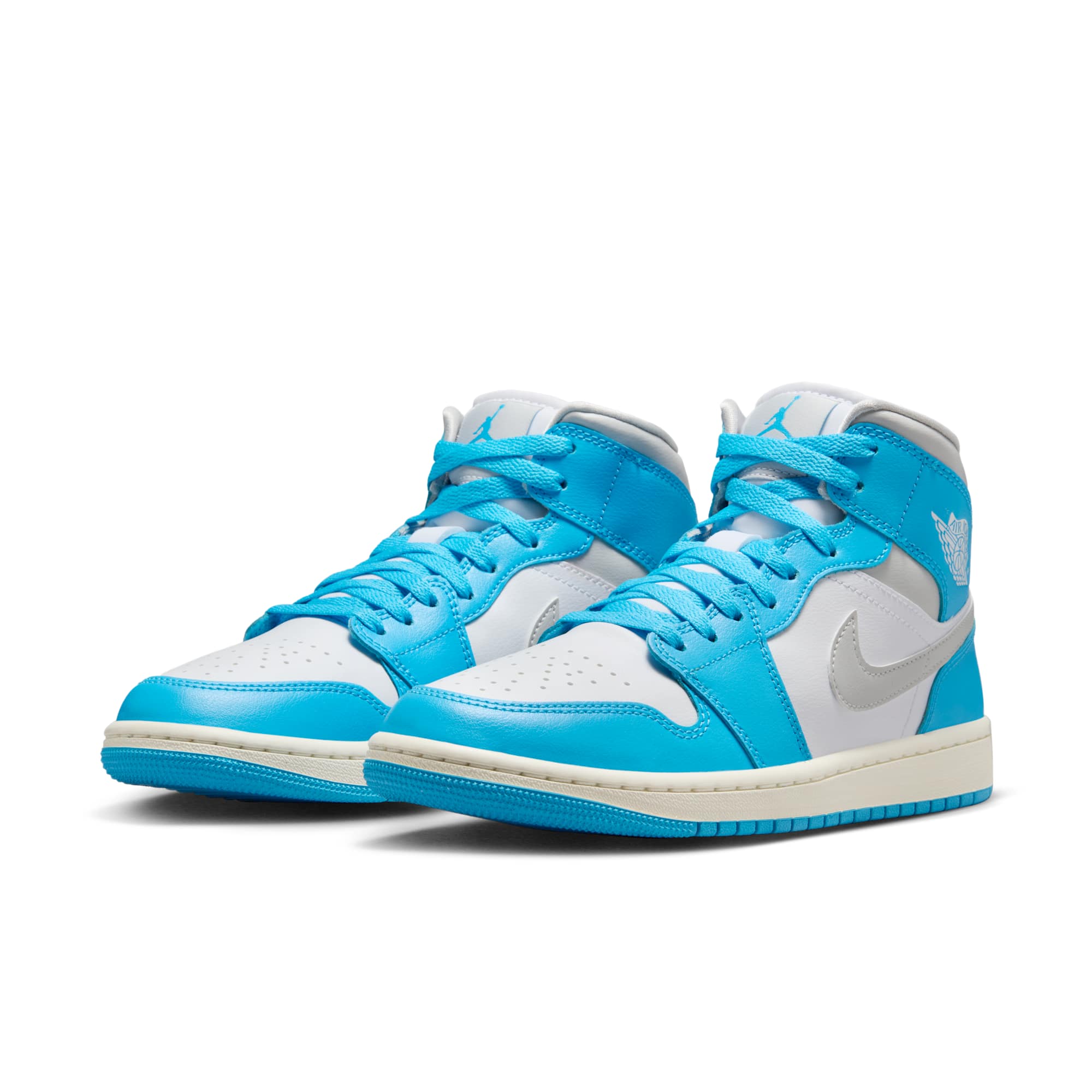 [BQ6472-400] WOMENS AIR JORDAN RETRO 1 MID 'DARK POWDER BLUE WHITE SAIL NEUTRAL GREY'