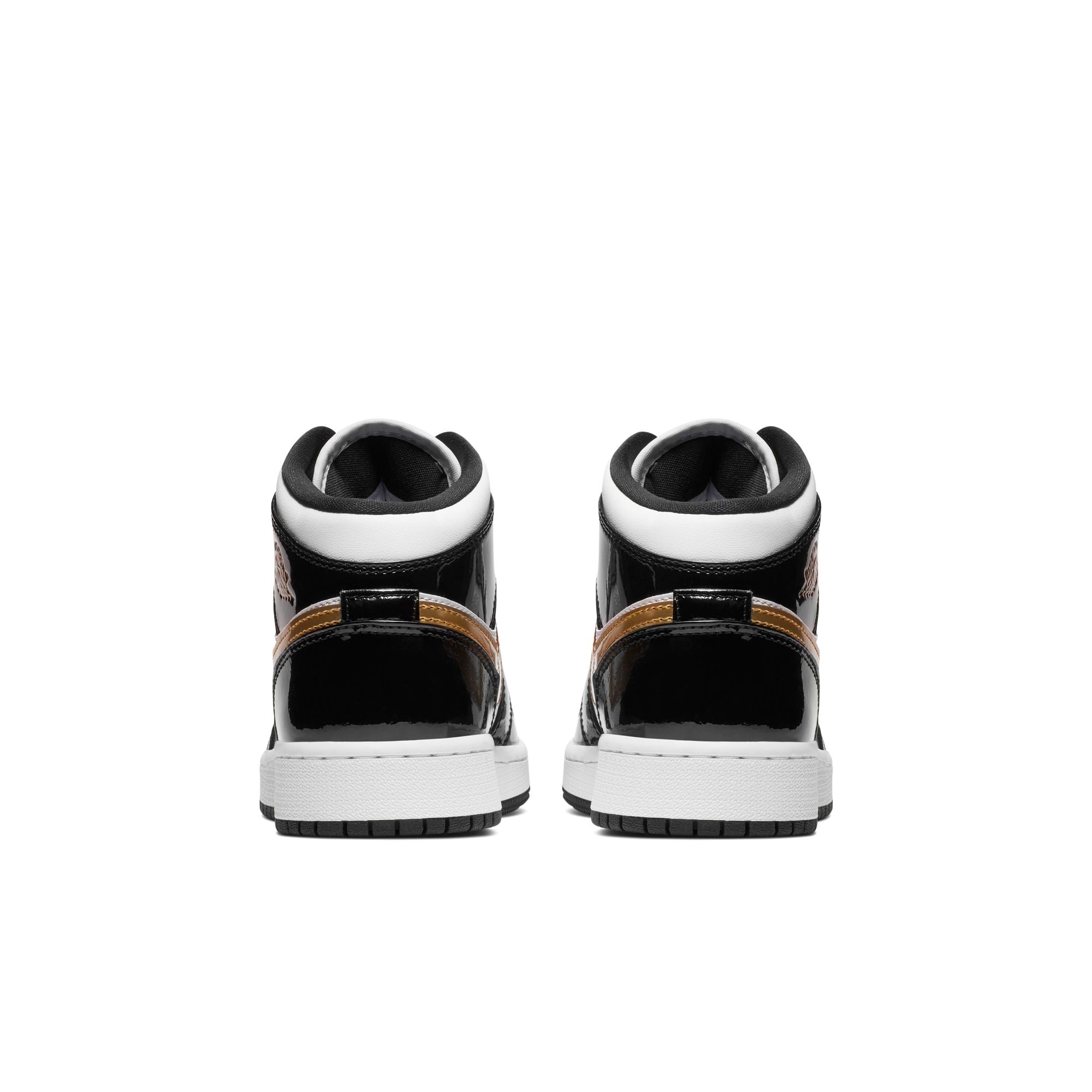 [BQ6931-007] Grade School Air Jordan Retro 1 Mid 'Patent Black White Gold (GS)'