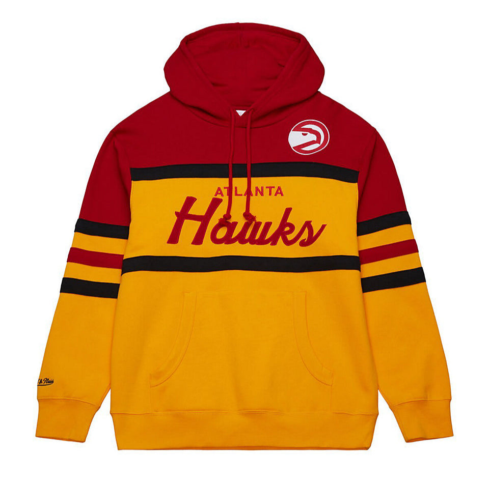 [FPHD6293-AHAYYPPPGDSC] MENS MITCHELL & NESS HEAD COACH HOODIE HAWKS