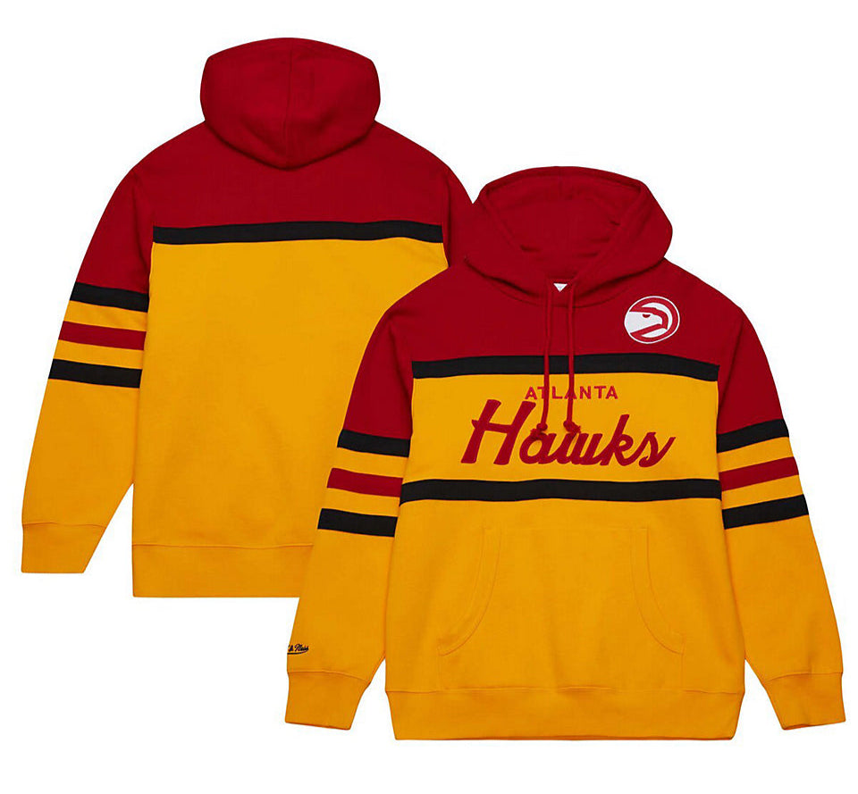 [FPHD6293-AHAYYPPPGDSC] MENS MITCHELL & NESS HEAD COACH HOODIE HAWKS