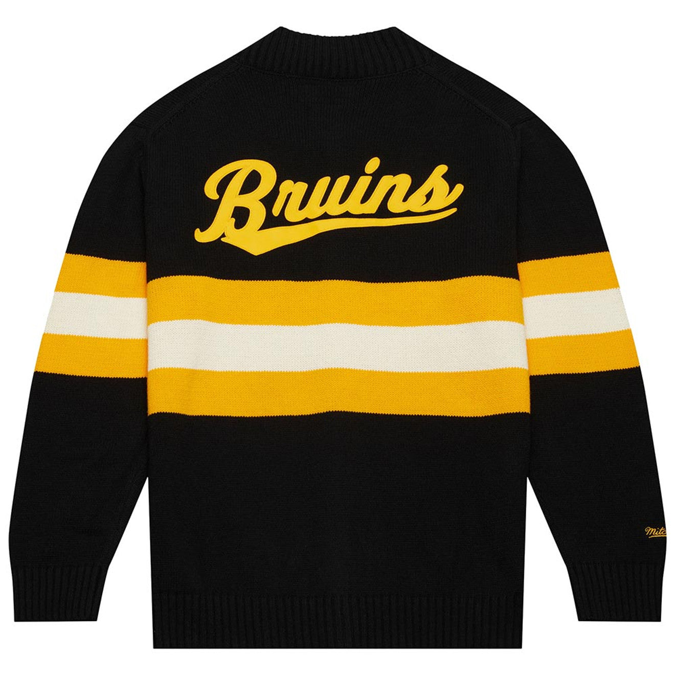 Mens Mitchell & Ness NHL 100TH ANNIVERSARY STRIPED CARDIGAN SWEATER BRUINS