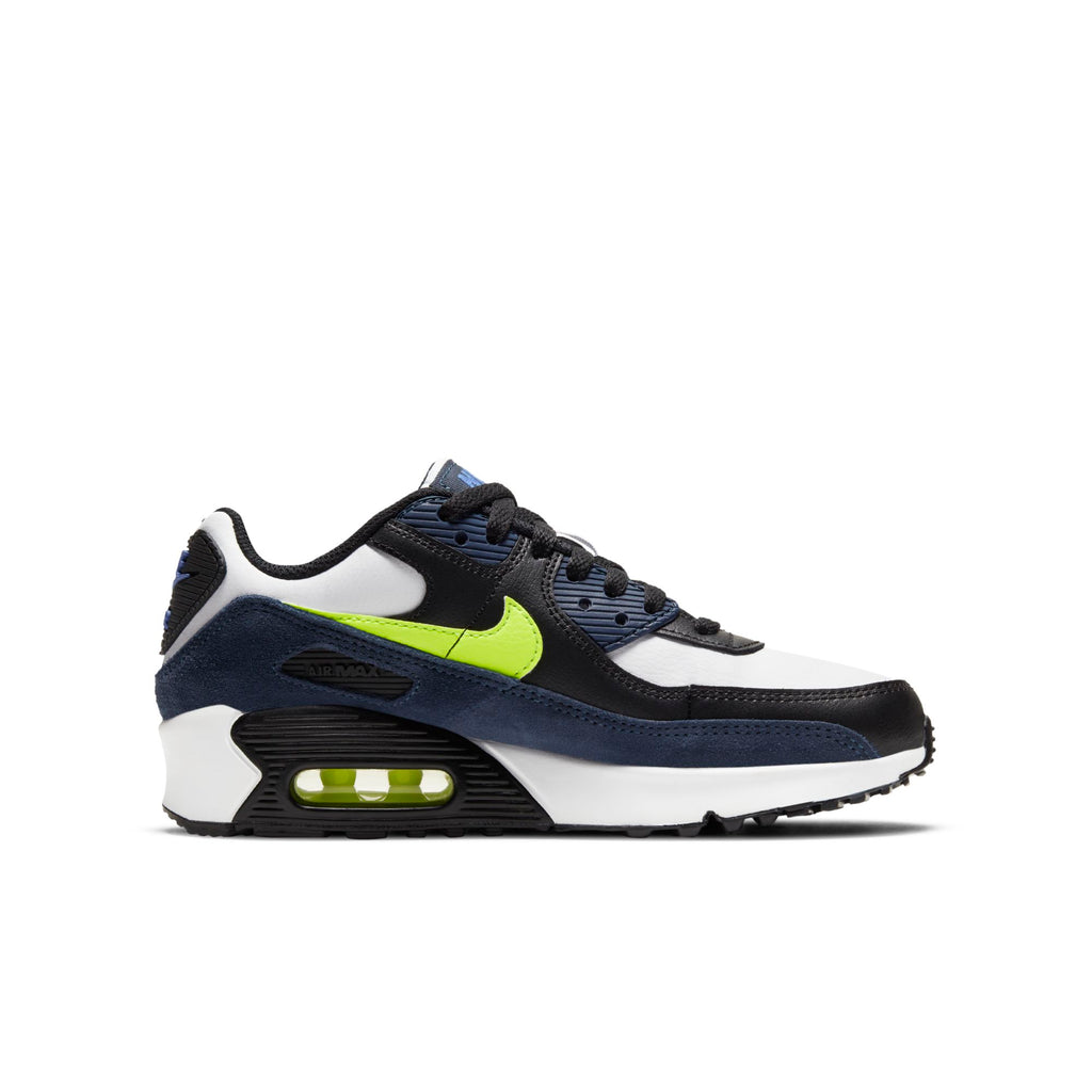 [CD6864-401] Grade School Nike AIR MAX 90 LEATHER 'MIDNIGHT NAVY VOLT (GS)'
