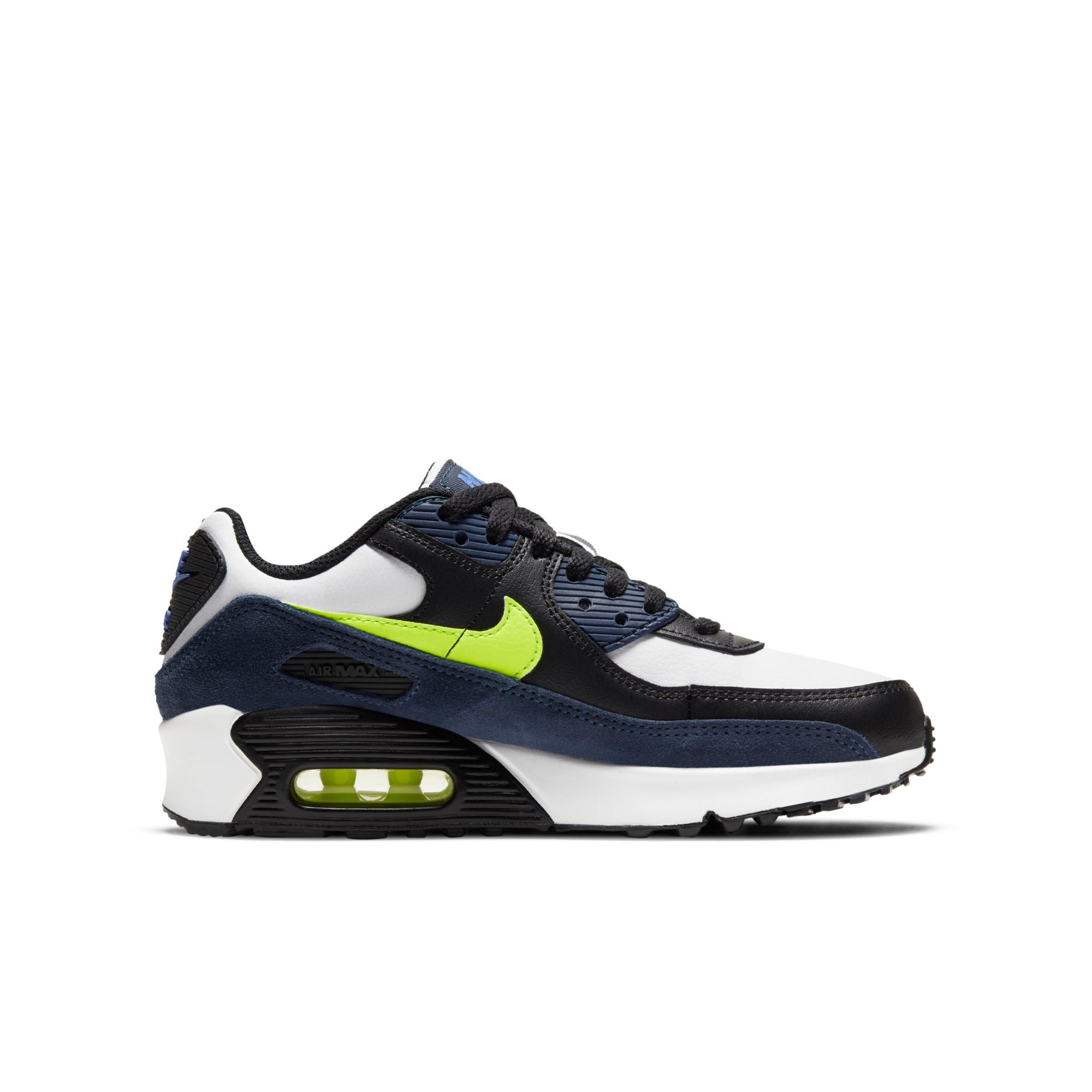 [CD6864-401] Grade School Nike AIR MAX 90 LEATHER 'MIDNIGHT NAVY VOLT (GS)'