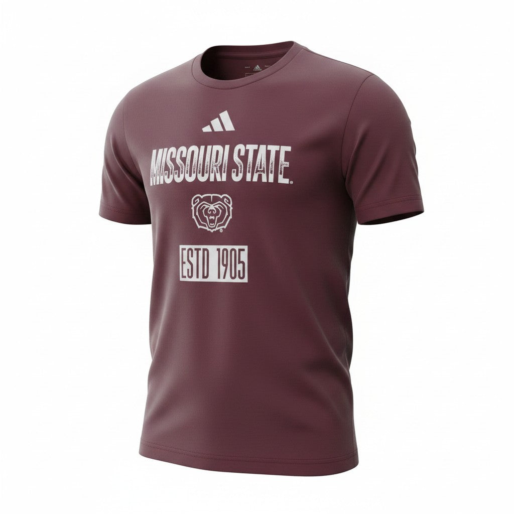Mens Adidas FRESH SHORT SLEEVE T-SHIRT TEE SHIRT - MISSOURI STATE BEARS