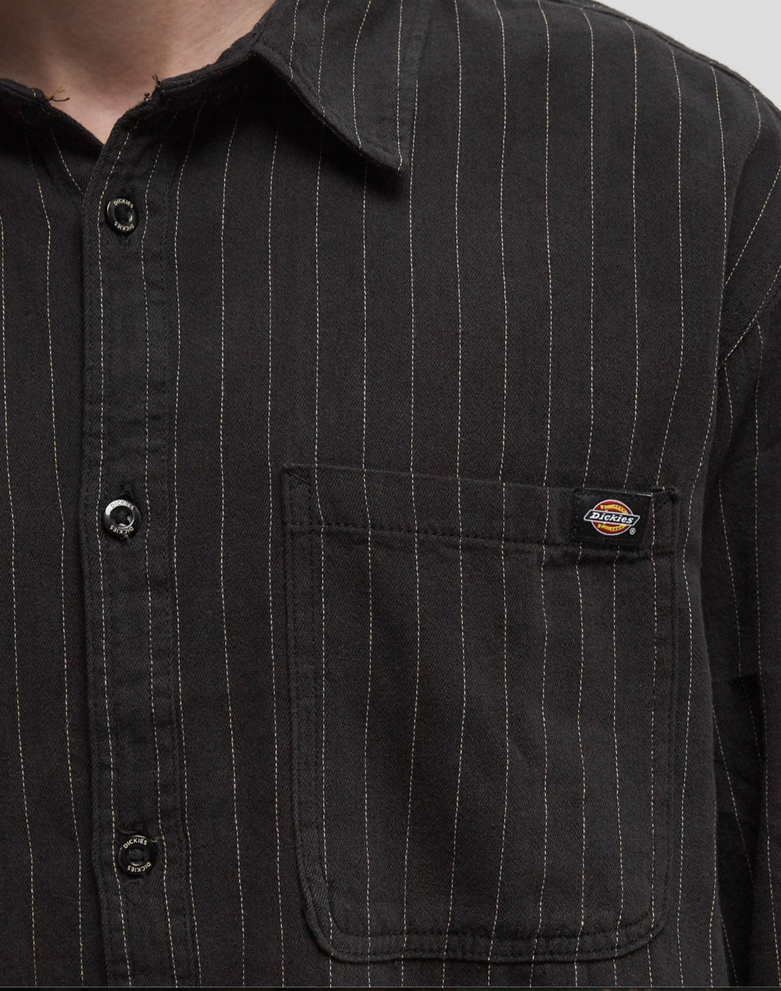 [A4Z7NBLK] MENS DICKIES PINSTIPE PAINTER SHIRT