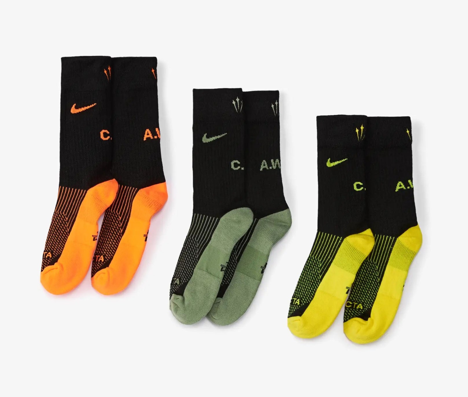 [DD9240-909] MENS NIKE X NOCTA RUNNING CREW SOCKS 3-PACK 'BLACK'