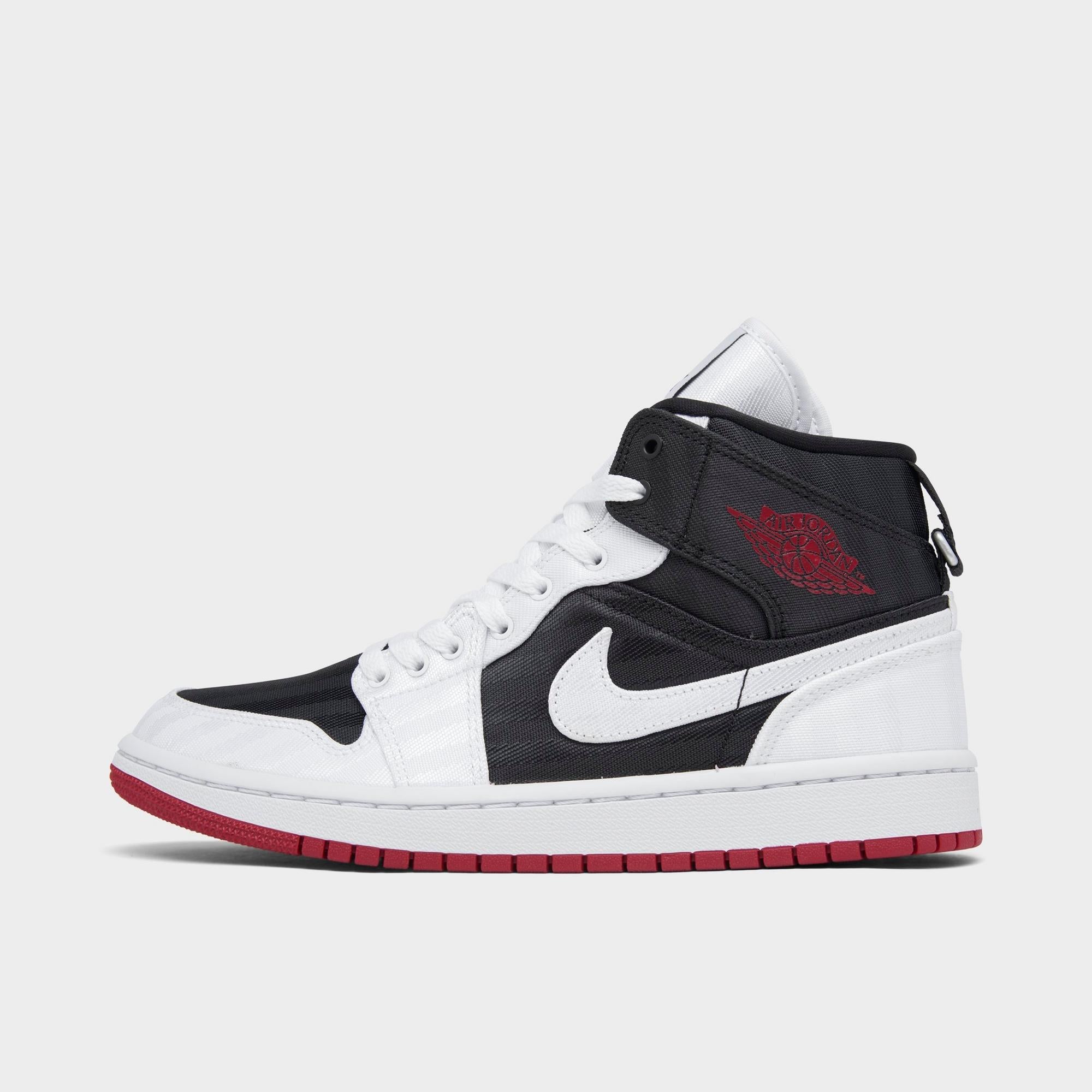 [DD9338-016] WOMENS AIR JORDAN RETRO 1 MID SE UTILITY 'CANVAS WHITE BLACK GYM RED'