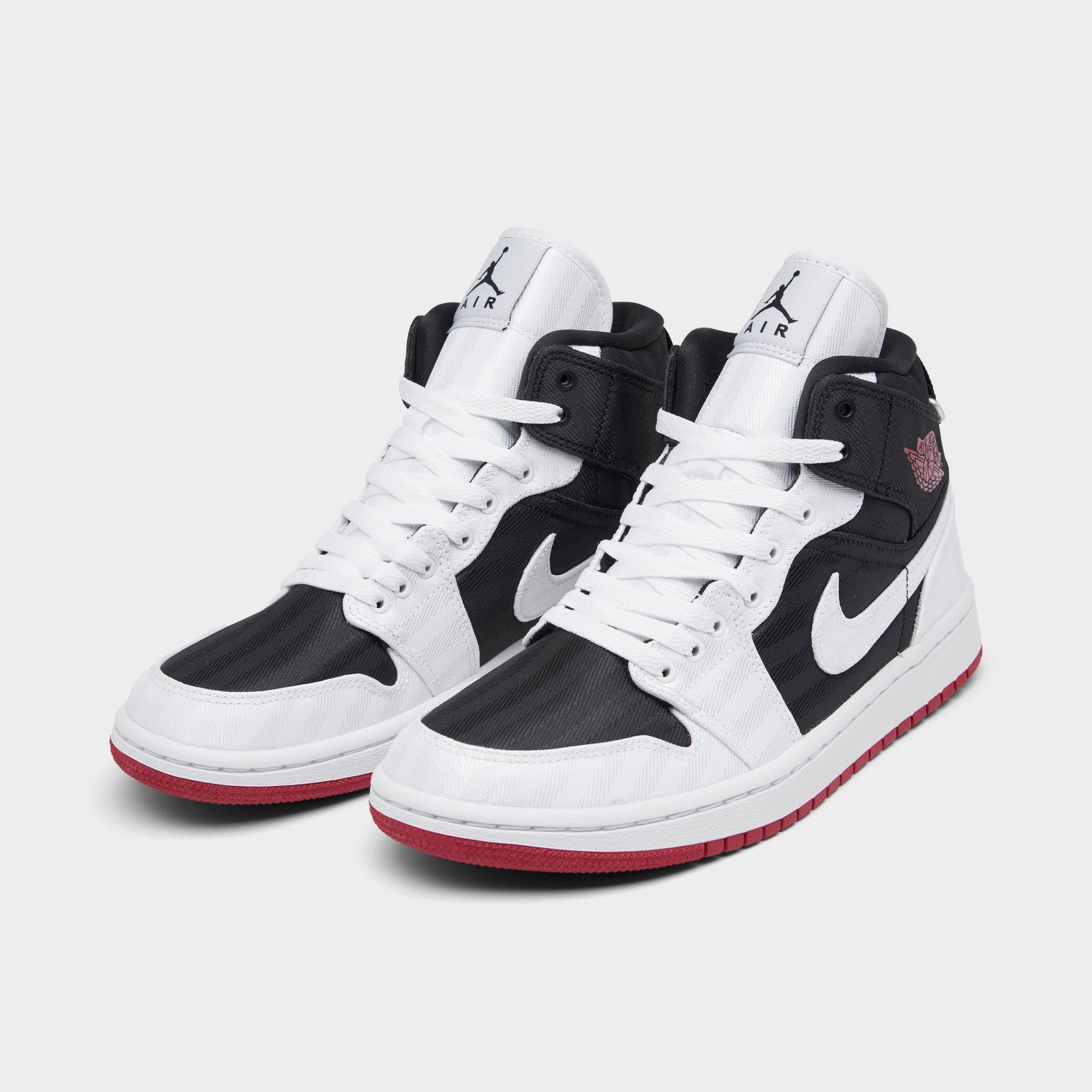[DD9338-016] WOMENS AIR JORDAN RETRO 1 MID SE UTILITY 'CANVAS WHITE BLACK GYM RED'