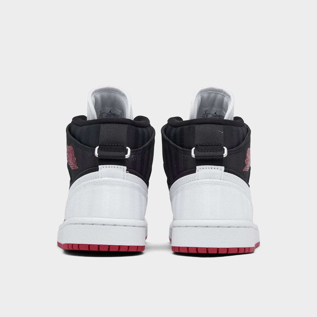 [DD9338-016] WOMENS AIR JORDAN RETRO 1 MID SE UTILITY 'CANVAS WHITE BLACK GYM RED'