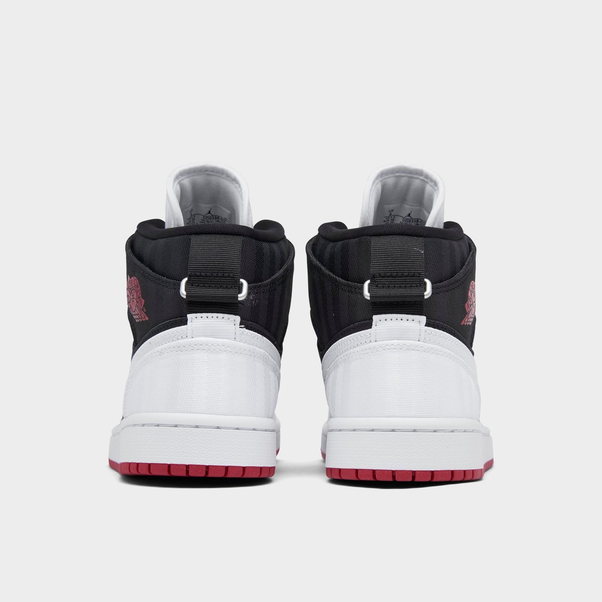 [DD9338-016] WOMENS AIR JORDAN RETRO 1 MID SE UTILITY 'CANVAS WHITE BLACK GYM RED'