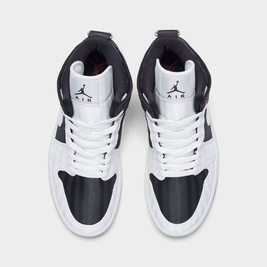 [DD9338-016] WOMENS AIR JORDAN RETRO 1 MID SE UTILITY 'CANVAS WHITE BLACK GYM RED'