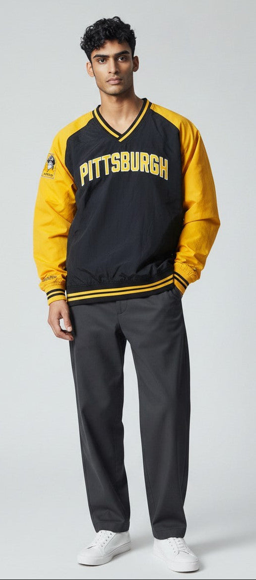 MENS MITCHELL & NESS MLB NYLON PULLOVER JACKET VINTAGE LOGO PIRATES